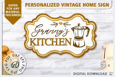 Wooden Kitchen Sign Laser Cut. Granny's Sign SVG SVG Evgenyia Guschina 