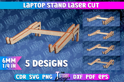 Wooden Laptop Stand Laser Cut | Computer Holder Stand SVG | CNC Files SVG The T Store Design 