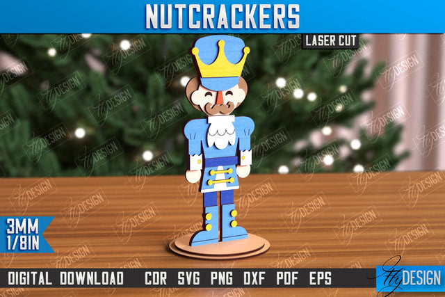 Wooden Layered Nutcracker Laser Cut, Christmas Home Decor SVG, Decorative Figurine, Table Statuette, Christmas Shelf Sitter SVG, Nutcracker Standing Decor Laser Cut SVG Fly Design 