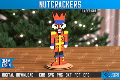 Wooden Layered Nutcracker Laser Cut, Christmas Home Decor SVG, Decorative Figurine, Table Statuette, Christmas Shelf Sitter SVG, Nutcracker Standing Decor Laser Cut SVG Fly Design 
