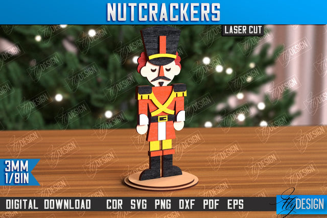 Wooden Layered Nutcracker Laser Cut, Christmas Home Decor SVG, Decorative Figurine, Table Statuette, Christmas Shelf Sitter SVG, Nutcracker Standing Decor Laser Cut SVG Fly Design 