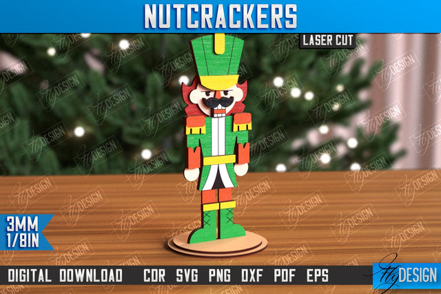 Wooden Layered Nutcracker Laser Cut, Christmas Home Decor SVG, Decorative Figurine, Table Statuette, Christmas Shelf Sitter SVG, Nutcracker Standing Decor Laser Cut SVG Fly Design 
