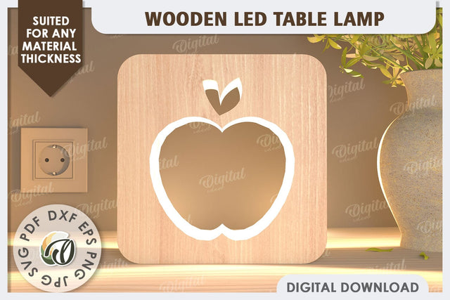 Wooden Led Table Lamp Laser Cut. Led Nightlight SVG Design SVG Evgenyia Guschina 