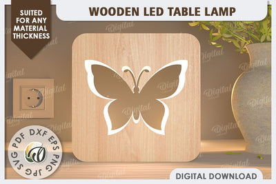 Wooden Led Table Lamp Laser Cut. Led Nightlight SVG Design SVG Evgenyia Guschina 