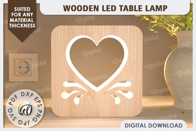 Wooden Led Table Lamp Laser Cut. Led Nightlight SVG Design SVG Evgenyia Guschina 