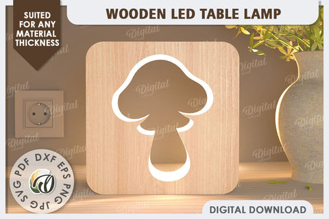 Wooden Led Table Lamp Laser Cut. Led Nightlight SVG Design SVG Evgenyia Guschina 