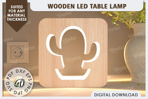 Wooden Led Table Lamp Laser Cut. Led Nightlight SVG Design SVG Evgenyia Guschina 