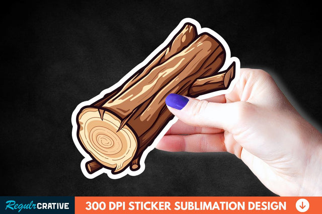 Wooden Log Sticker Clipart Sublimation Regulrcrative 