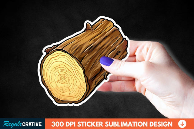 Wooden Log Sticker Clipart Sublimation Regulrcrative 