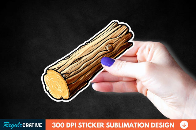 Wooden Log Sticker Clipart Sublimation Regulrcrative 