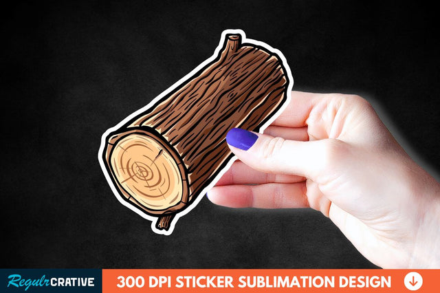Wooden Log Sticker Clipart Sublimation Regulrcrative 