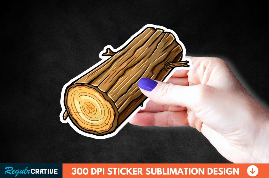 Wooden Log Sticker Clipart - So Fontsy