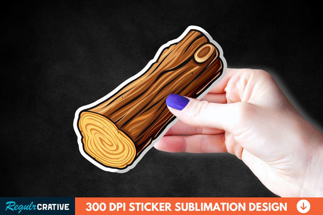 Wooden Log Sticker Clipart Sublimation Regulrcrative 