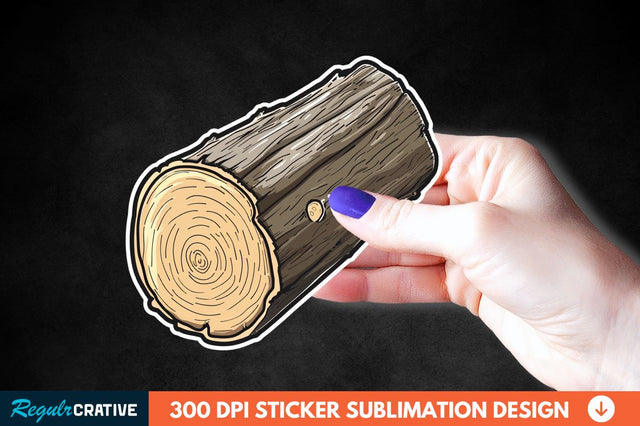 Wooden Log Sticker Clipart Sublimation Regulrcrative 