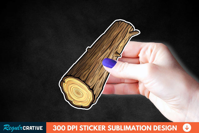 Wooden Log Sticker Clipart Sublimation Regulrcrative 