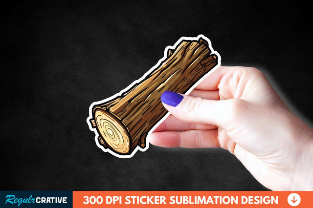 Wooden Log Sticker Clipart Sublimation Regulrcrative 