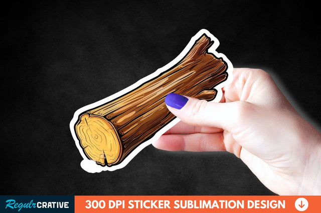 Wooden Log Sticker Clipart Sublimation Regulrcrative 