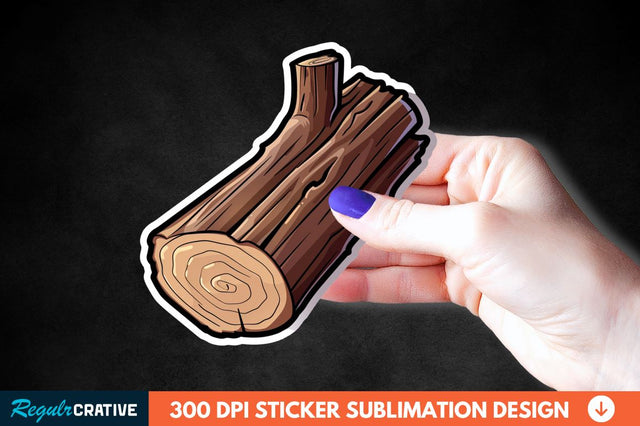 Wooden Log Sticker Clipart Sublimation Regulrcrative 