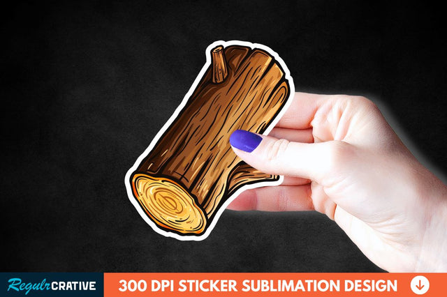 Wooden Log Sticker Clipart Sublimation Regulrcrative 