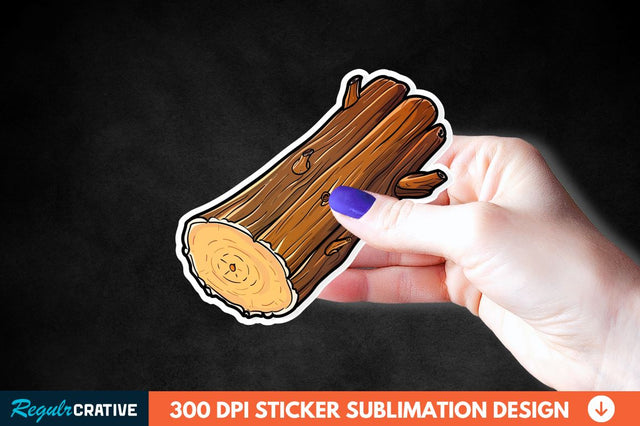 Wooden Log Sticker Clipart Sublimation Regulrcrative 