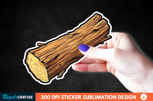 Wooden Log Sticker Clipart Sublimation Regulrcrative 