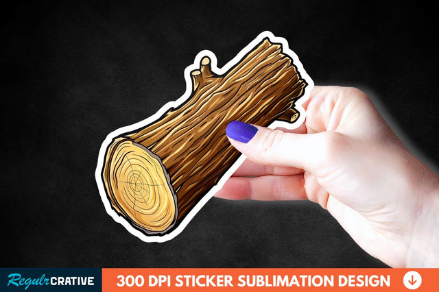 Wooden Log Sticker Clipart Sublimation Regulrcrative 
