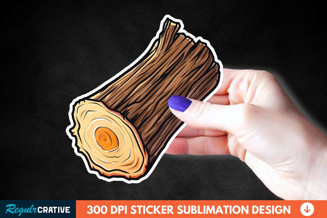 Wooden Log Sticker Clipart Sublimation Regulrcrative 
