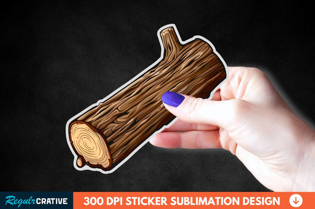 Wooden Log Sticker Clipart Sublimation Regulrcrative 
