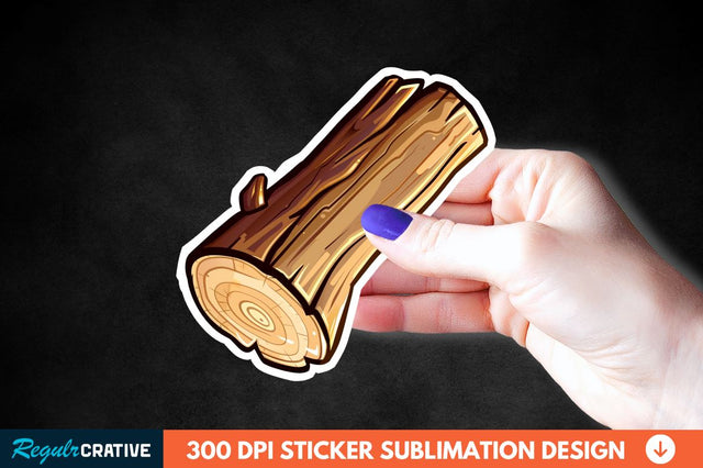 Wooden Log Sticker Clipart Sublimation Regulrcrative 