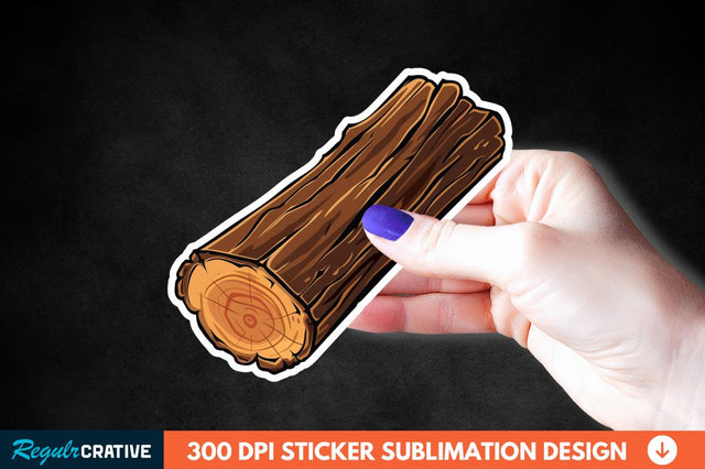 Wooden Log Sticker Clipart Sublimation Regulrcrative 