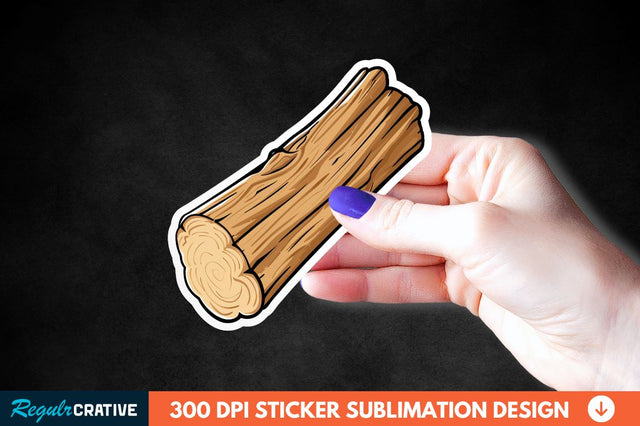 Wooden Log Sticker Clipart Sublimation Regulrcrative 