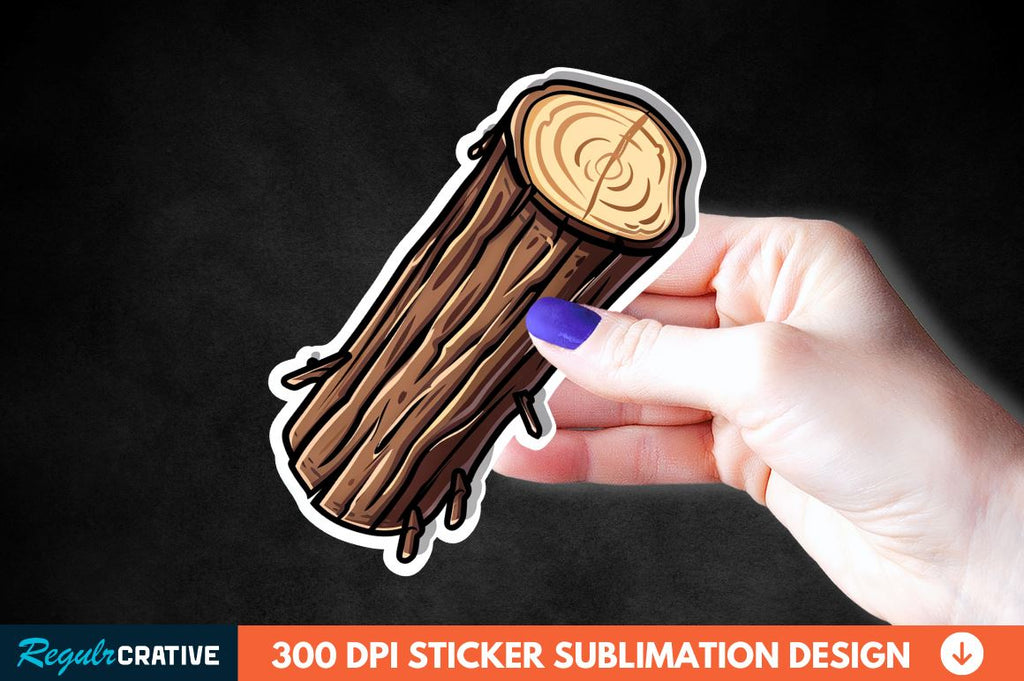 Wooden Log Sticker Clipart - So Fontsy