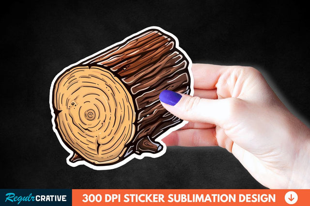 Wooden Log Sticker Clipart Sublimation Regulrcrative 