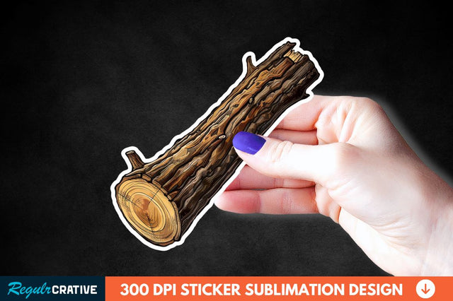 Wooden Log Sticker Clipart Sublimation Regulrcrative 
