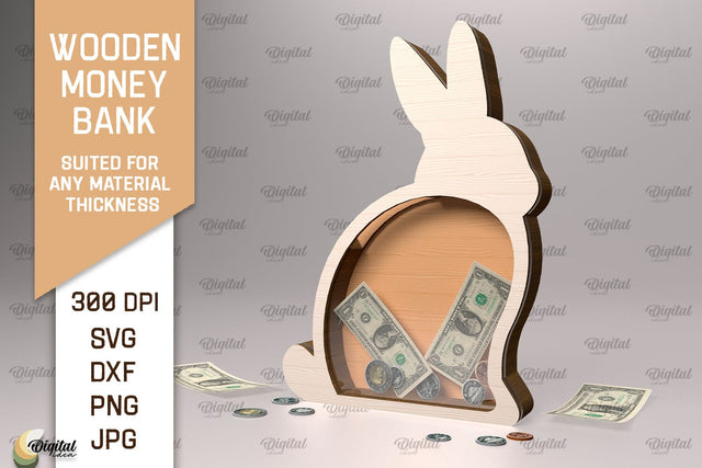 Wooden Money Bank SVG. Piggy Bank Laser Cut SVG Evgenyia Guschina 