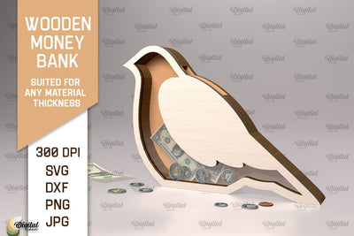 Wooden Money Bank SVG. Piggy Bank Laser Cut SVG Evgenyia Guschina 