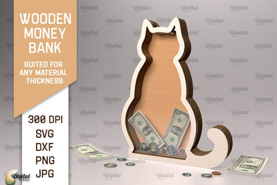Wooden Money Bank SVG. Piggy Bank Laser Cut SVG Evgenyia Guschina 