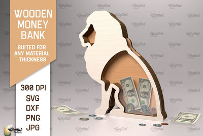 Wooden Money Bank SVG. Piggy Bank Laser Cut SVG Evgenyia Guschina 