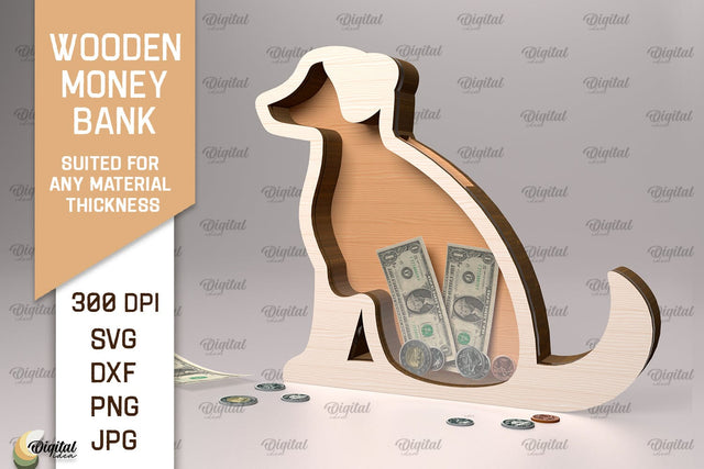 Wooden Money Bank SVG. Piggy Bank Laser Cut SVG Evgenyia Guschina 