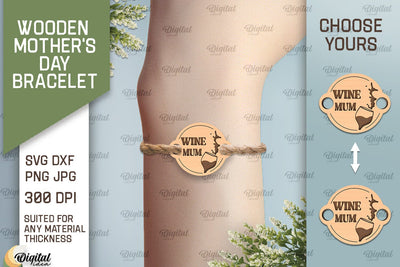 Wooden Mother's Day Bracelet SVG. Wooden Bracelet Laser Cut SVG Evgenyia Guschina 