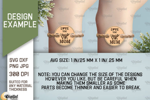 Wooden Mother's Day Bracelet SVG. Wooden Bracelet Laser Cut SVG Evgenyia Guschina 