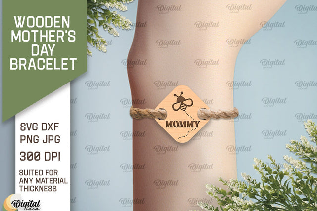 Wooden Mother's Day Bracelet SVG. Wooden Bracelet Laser Cut SVG Evgenyia Guschina 