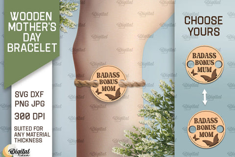 Wooden Mother's Day Bracelets SVG Bundle. Bracelets Laser Cut SVG Evgenyia Guschina 
