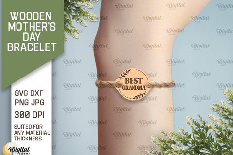 Wooden Mother's Day Bracelets SVG Bundle. Bracelets Laser Cut SVG Evgenyia Guschina 