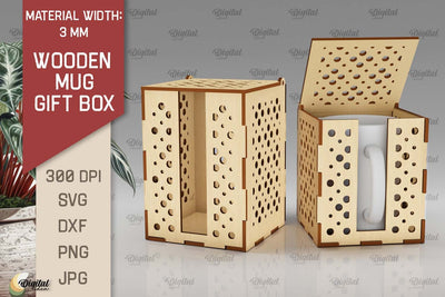Wooden Mug Gift Box Laser Cut. Wooden Mug Box SVG SVG Evgenyia Guschina 