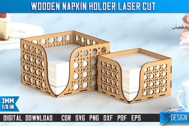 Wooden Napkin Holder | Adornment Dining Table | Square Napkin Holder | CNC File SVG Fly Design 