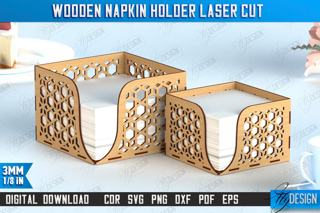 Wooden Napkin Holder | Adornment Dining Table | Square Napkin Holder | CNC File SVG Fly Design 