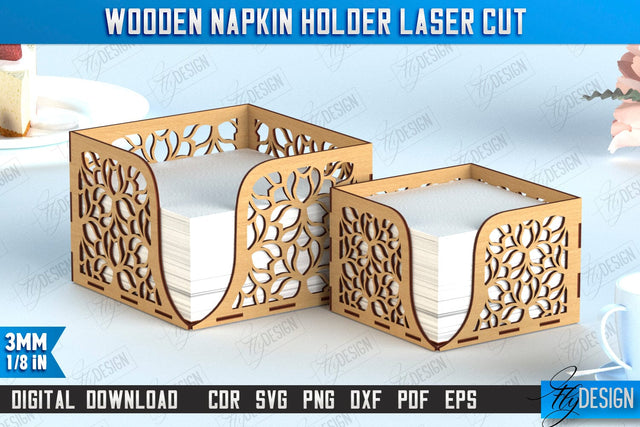 Wooden Napkin Holder | Adornment Dining Table | Square Napkin Holder | CNC File SVG Fly Design 