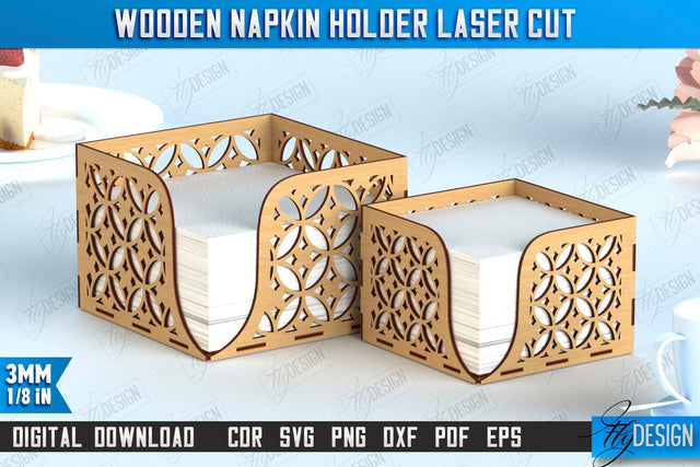 Wooden Napkin Holder | Adornment Dining Table | Square Napkin Holder | CNC File SVG Fly Design 