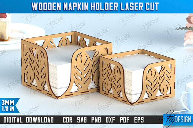 Wooden Napkin Holder | Adornment Dining Table | Square Napkin Holder | CNC File SVG Fly Design 